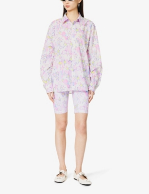 Shop Acne Studios Women's Pale Pink Multi Sarlie Graphic-print Cotton Shirt