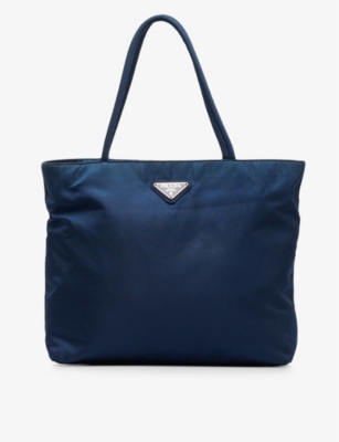Shop Reselfridges Women's Blue Navy Pre-loved Prada Tessuto Nylon Tote Bag