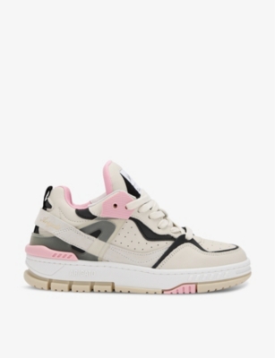 Axel Arigato Womens Beige Comb Astro Contrast-panel Leather Mid-top Trainers In Beige Comb