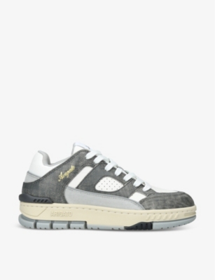 AXEL ARIGATO: Area Lo brand-patch leather and recycled polyester mid-top trainers