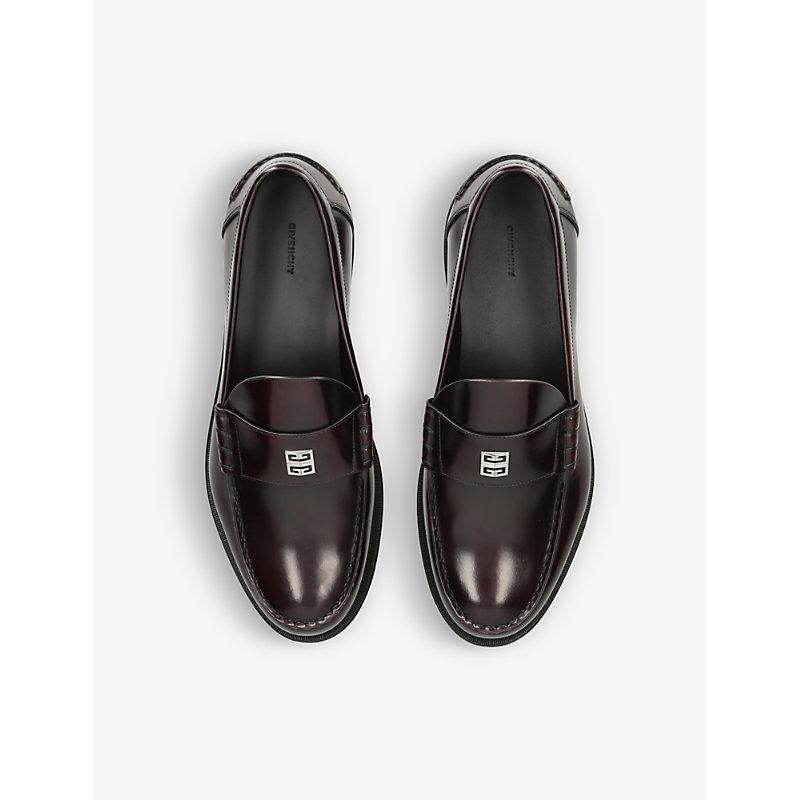 Shop Givenchy Mens Wine Mr G Panelled Leather Loafers