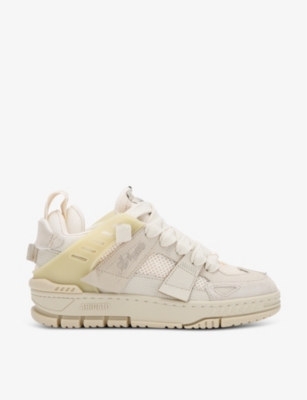 Shop Axel Arigato Women's Beige Area Patchwork Leather And Recycled Polyester Mid-top Trainers
