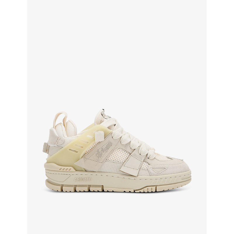 Shop Axel Arigato Area Patchwork Leather And Recycled Polyester Mid-top Trainers In Beige