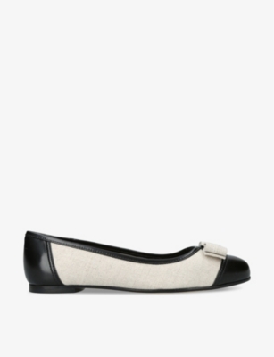 SALVATORE FERRAGAMO: Varina Sun canvas and leather ballet flats