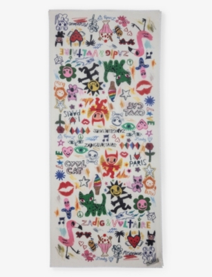 Zadig & Voltaire Womens Flash Delta Graphic-print Cotton Scarf In Flash