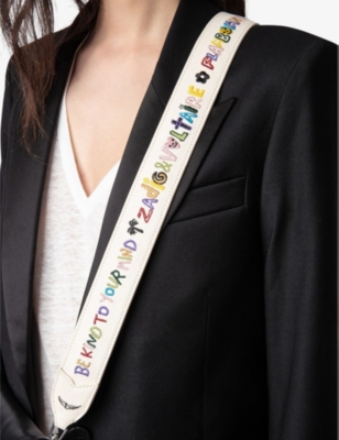 Shop Zadig & Voltaire Zadig&voltaire Women's Flash Brand-embroidered Leather Shoulder Strap