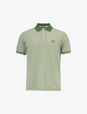 Shop C.p. Company Brand-embroidered Cotton-blend Polo Shirt In Duck Green