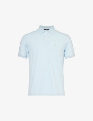 CP COMPANY: Logo-embroidered short-sleeved cotton-blend-piqué polo shirt