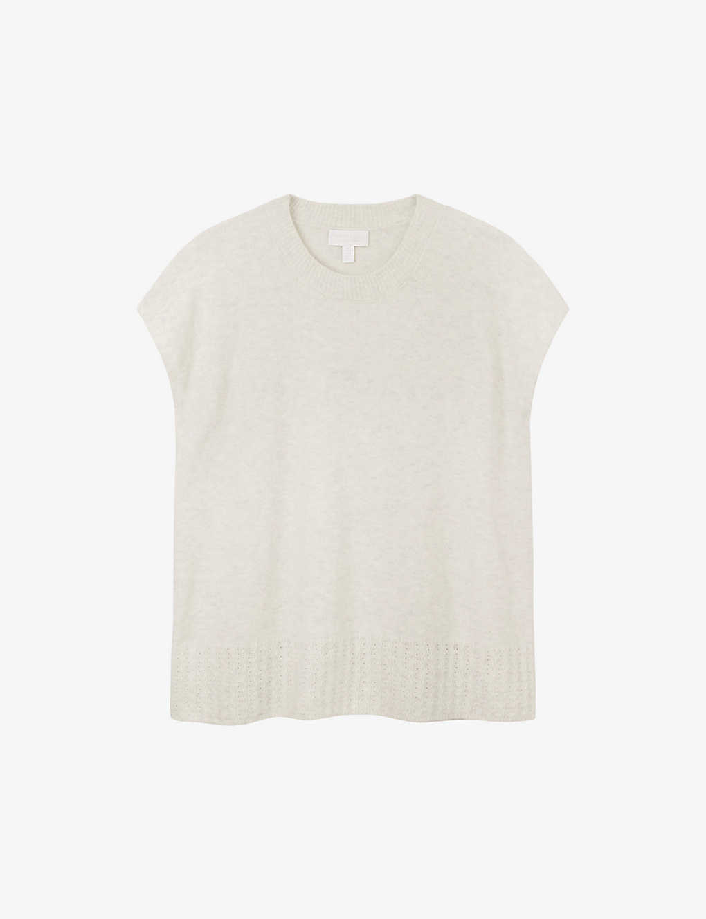 The White Company Cloud Marl Cap-sleeve Ribbed-trim Stretch Organic-cotton Blend Top