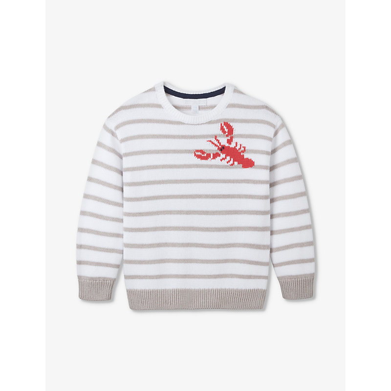 The Little White Company Babies'  Stripe Lobster-motif Stripe-pattern Organic-cotton Jumper 0-18 Months