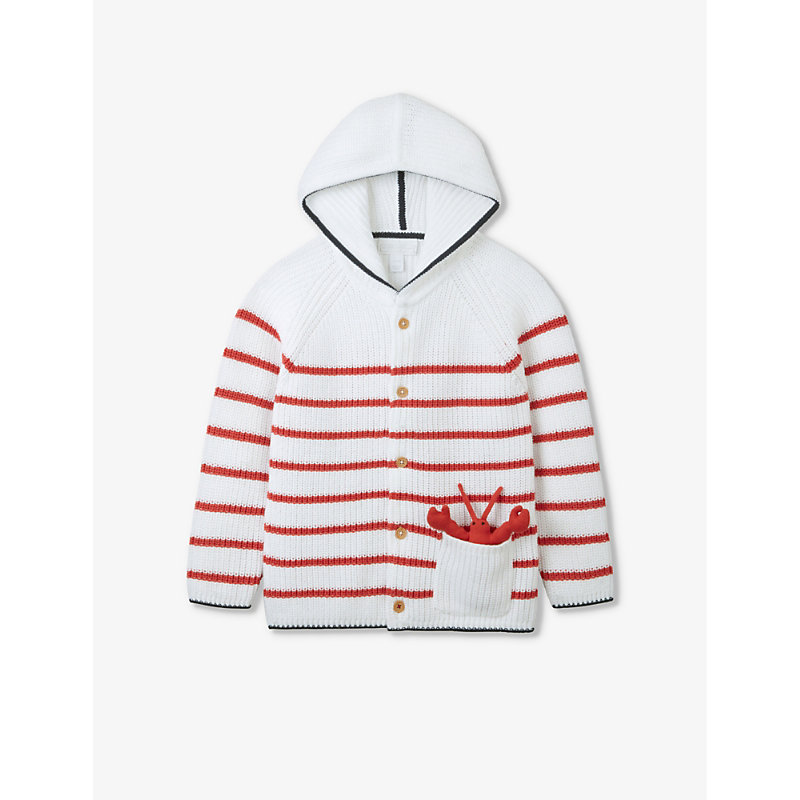 The Little White Company Babies'  Stripe Detachable-lobster Stripe Organic-cotton Hoodie 0-18 Months