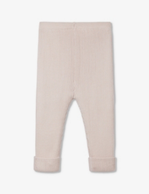 Shop The Little White Company Blossom Turn-back Cuff Knitted Organic-cotton Leggings 0-24 Months