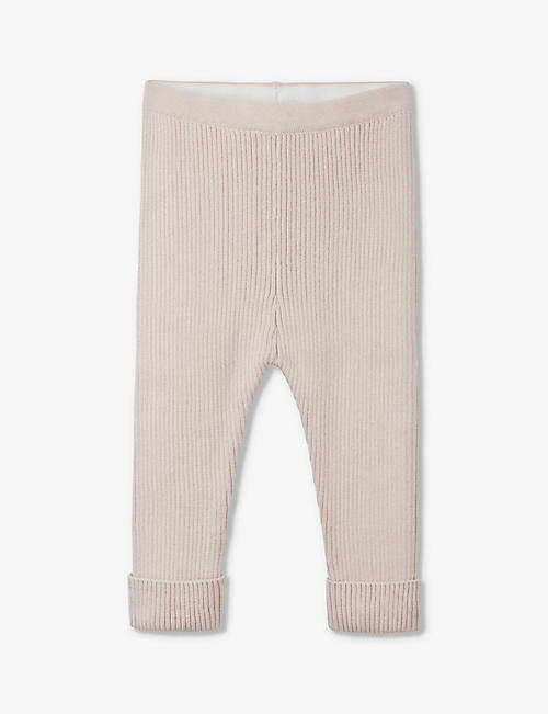 THE LITTLE WHITE COMPANY: Turn-back cuff knitted organic-cotton leggings 0-24 months