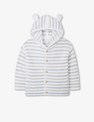 THE LITTLE WHITE COMPANY: Hooded stripe organic-cotton cardigan newborn-24 months