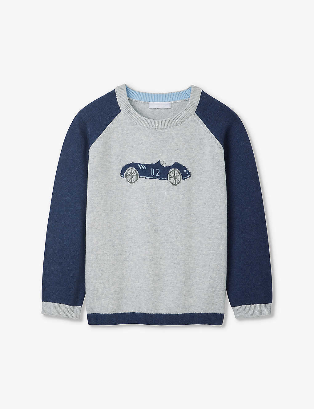 The Little White Company Girls Multi Kids Racing-car Motif Organic-cotton Jumper 2-6 Years In Multi-coloured