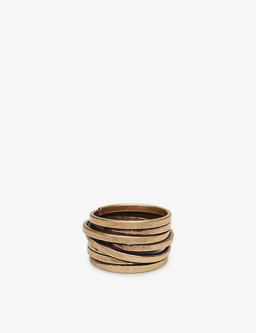 THE WHITE COMPANY: Bird's Nest stacked gold-plated brass ring