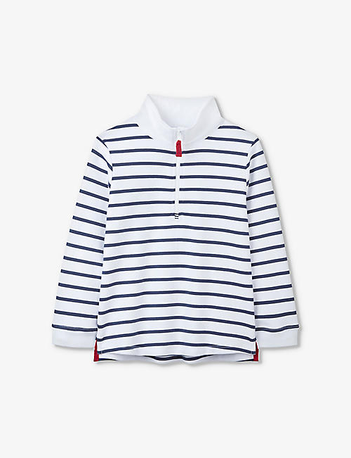 THE LITTLE WHITE COMPANY: Breton-stripe cotton rugby top 0-18 months