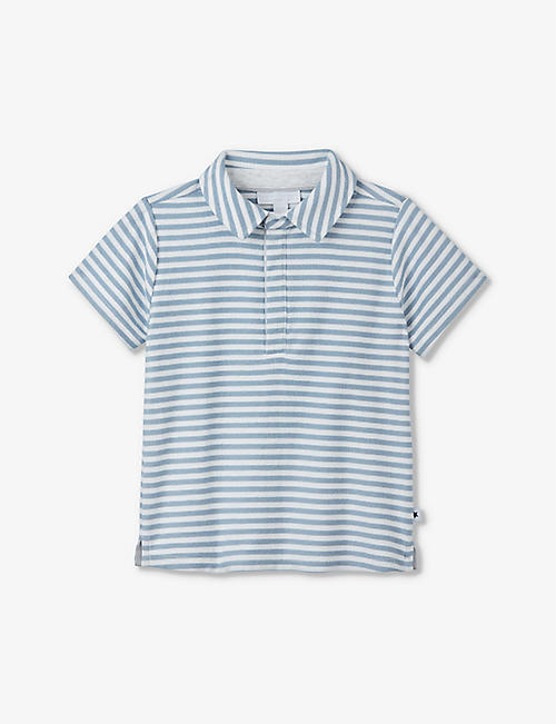 THE LITTLE WHITE COMPANY: Striped terry organic-cotton polo shirt 0-18 months