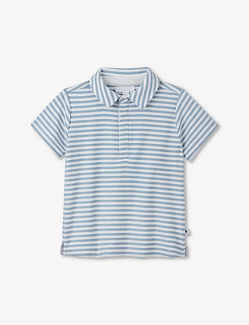 THE LITTLE WHITE COMPANY: Striped terry organic-cotton polo shirt 2-6 years