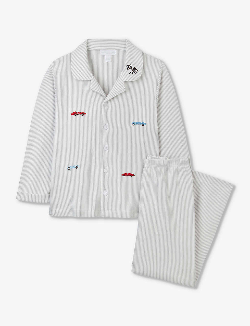 The Little White Company Kids' Race Car-embroidered Cotton Pyjama Set 1-6 Years In White