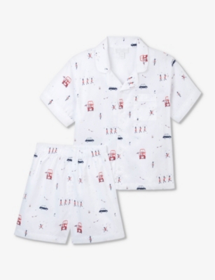 THE LITTLE WHITE COMPANY: London Parade-print organic-cotton pyjama set 7-12 years