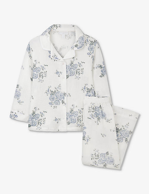 THE LITTLE WHITE COMPANY: Alice floral-print double cotton pyjamas 7-12 years