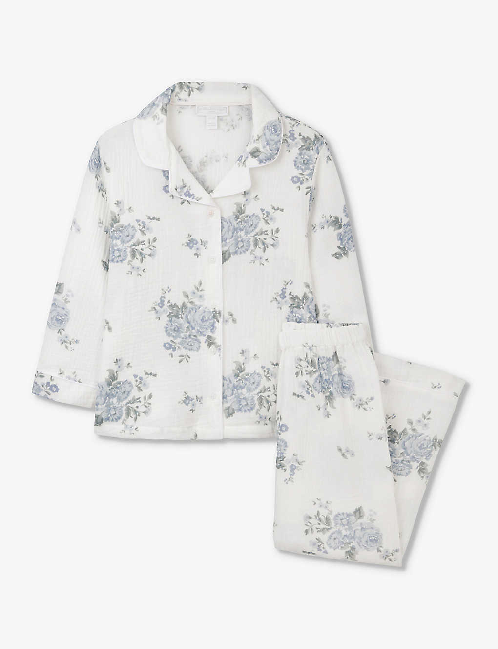 The Little White Company Kids' Alice Floral-print Double Cotton Pyjamas 7-12 Years In White
