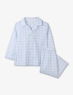 THE LITTLE WHITE COMPANY: Floral-embroidered gingham-print cotton pyjamas 1-6 years