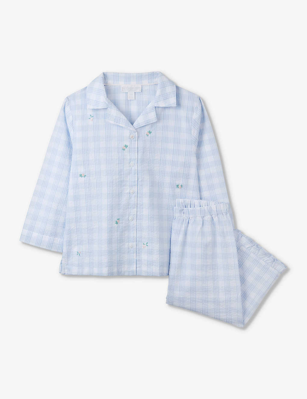 The Little White Company Kids' Floral-embroidered Gingham-print Cotton Pyjamas 1-6 Years In White