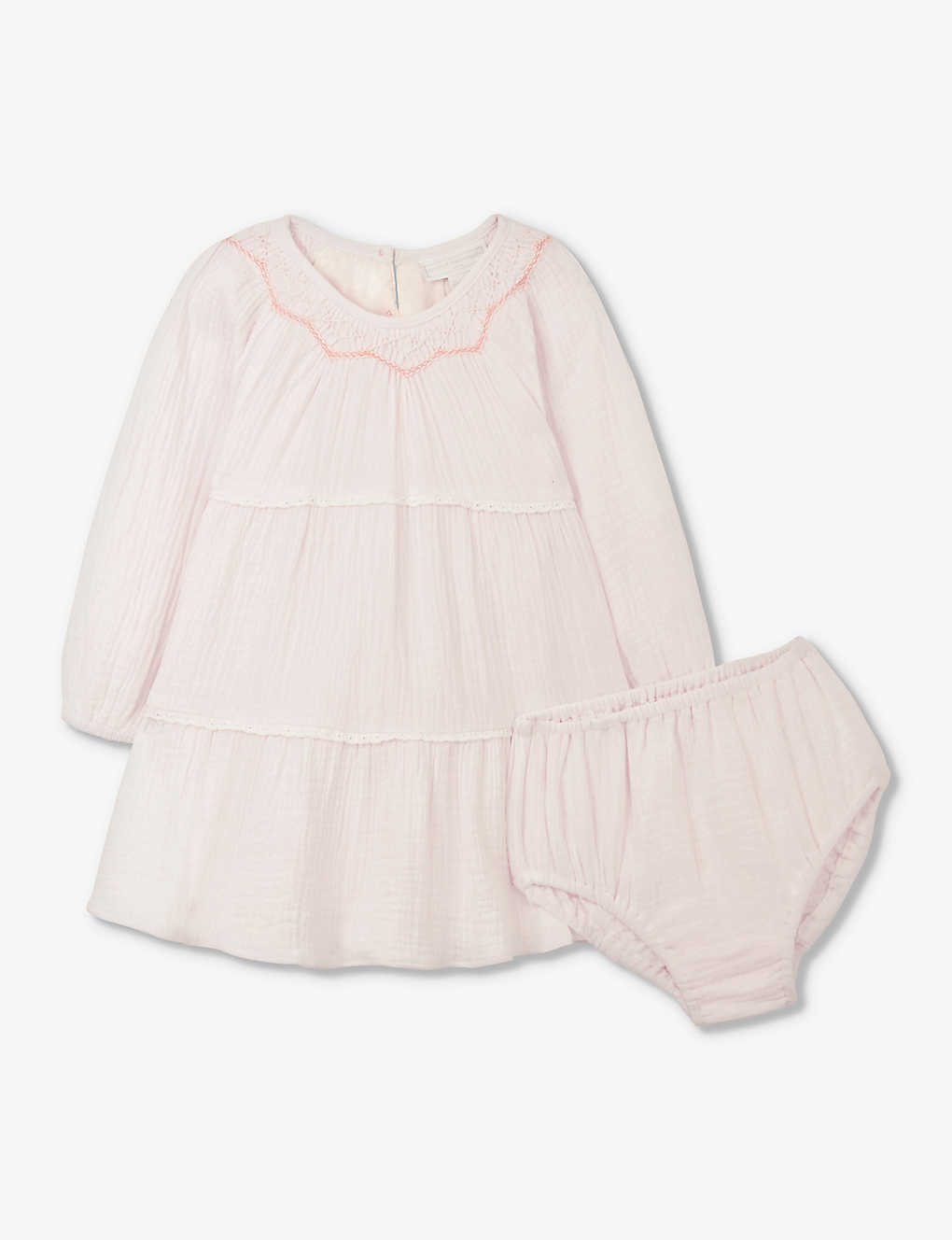 The Little White Company Babies'  Ballet Crinkle Tiered Organic-cotton Dress 18 Months - 6 Years In Pink