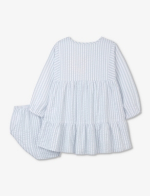 Shop The Little White Company Stripe Stripe-print Seersucker Organic-cotton Dress 0-18 Months