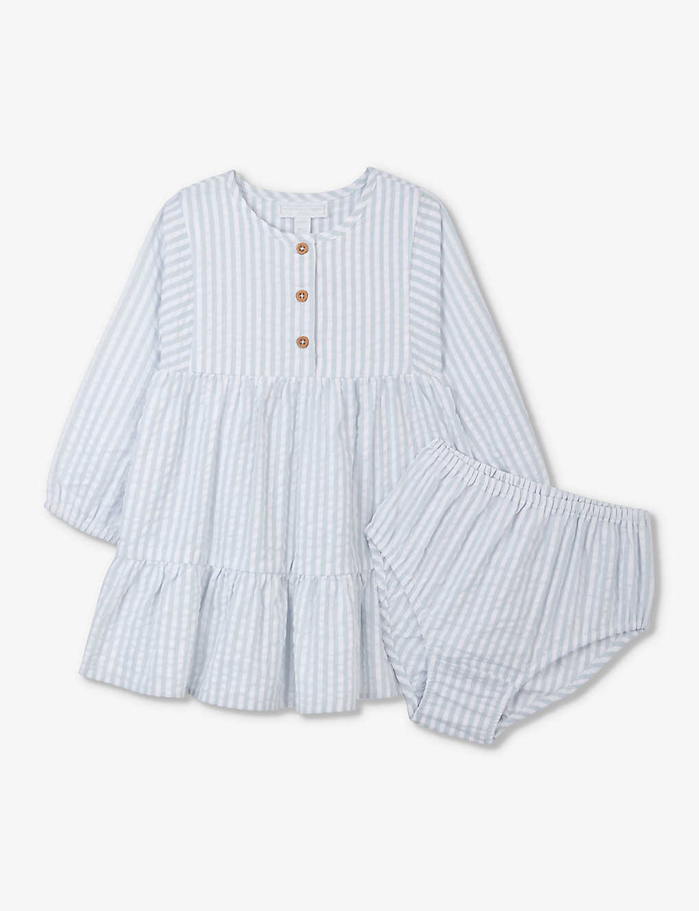 The Little White Company Babies'  Stripe Stripe-print Seersucker Organic-cotton Dress 0-18 Months