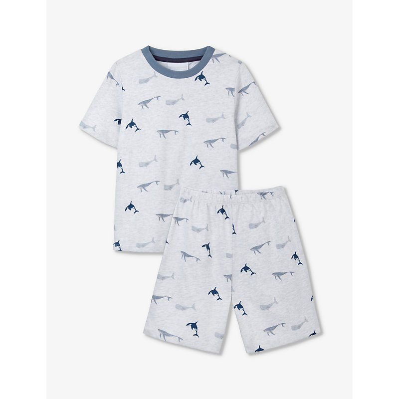 The Little White Company Boys Multi Kids Whale-print Cotton Pyjama Set 7-12 Years