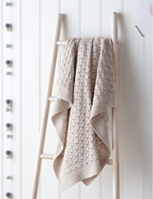 THE LITTLE WHITE COMPANY: Heirloom organic-cotton blanket 75cm x 100cm
