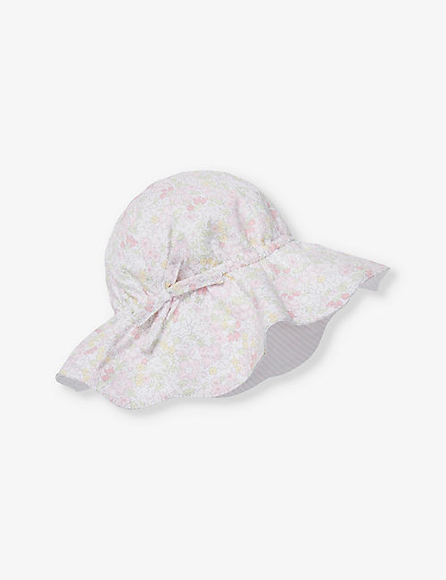 THE LITTLE WHITE COMPANY: Petunia floral-print bow organic-cotton bucket hat