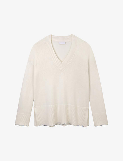 THE WHITE COMPANY: V-neck relaxed-fit wool and cashmere-blend jumper
