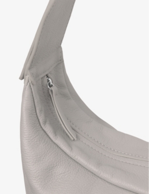 Shop The White Company Womens Soft Grey Crescent-shape Leather Cross-body Bag