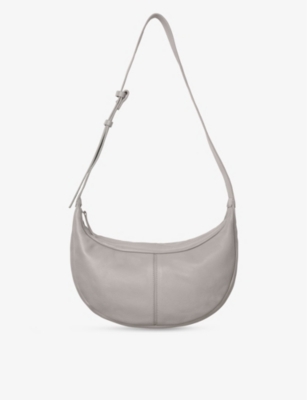 The White Company Womens Soft Grey Crescent-shape Leather Cross-body Bag In Gray