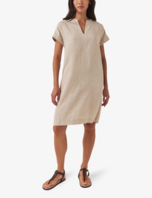 Shop The White Company Womens Flax Relaxed-fit Pintuck Linen Mini Dress