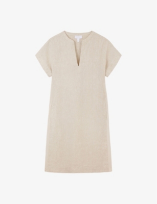 Shop The White Company Womens Flax Relaxed-fit Pintuck Linen Mini Dress