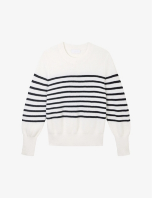 THE WHITE COMPANY: Breton-stripe ribbed wool and cashmere-blend jumper