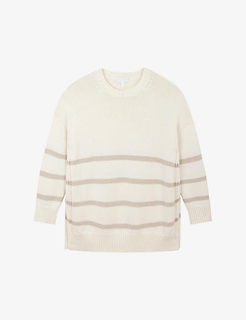 THE WHITE COMPANY: Longline striped organic-cotton and wool jumper