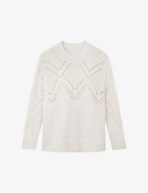 THE WHITE COMPANY: Pointelle-knit oversized certified wool-blend jumper