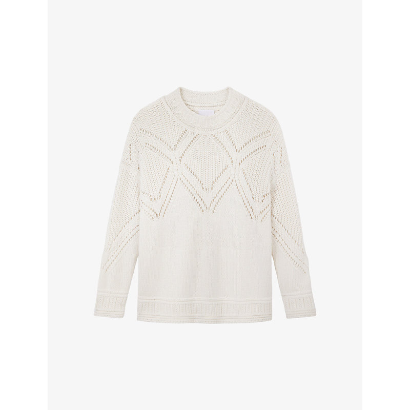 The White Company Womens Porcelain Pointelle-knit Oversized Certified Wool-blend Jumper