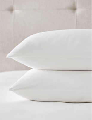 Shop The White Company White Freja Leaf-embroidered Linen-blend Pillowcase