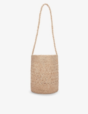 THE WHITE COMPANY THE WHITE COMPANY WOMEN'S NATURAL FLORAL RAFFIA BUCKET CROSS-BODY BAG