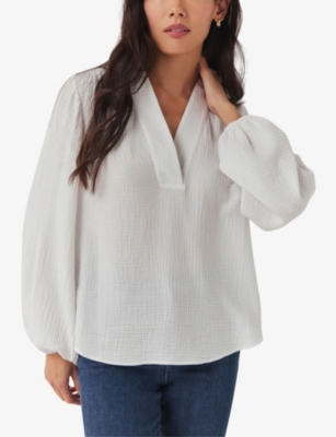 Shop The White Company Womens White Double Pop-over Organic-cotton Blouse