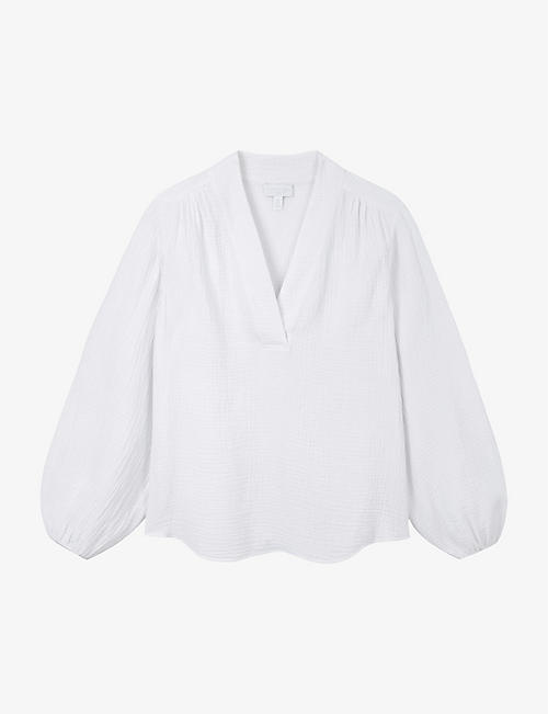 THE WHITE COMPANY: Double pop-over organic-cotton blouse