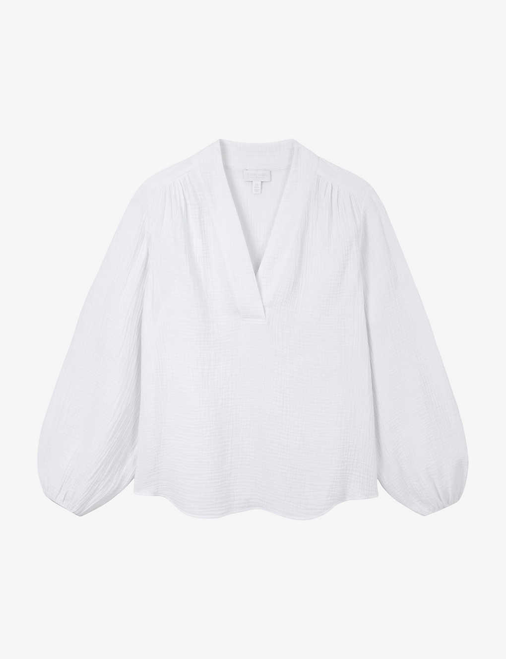 The White Company Womens White Double Pop-over Organic-cotton Blouse