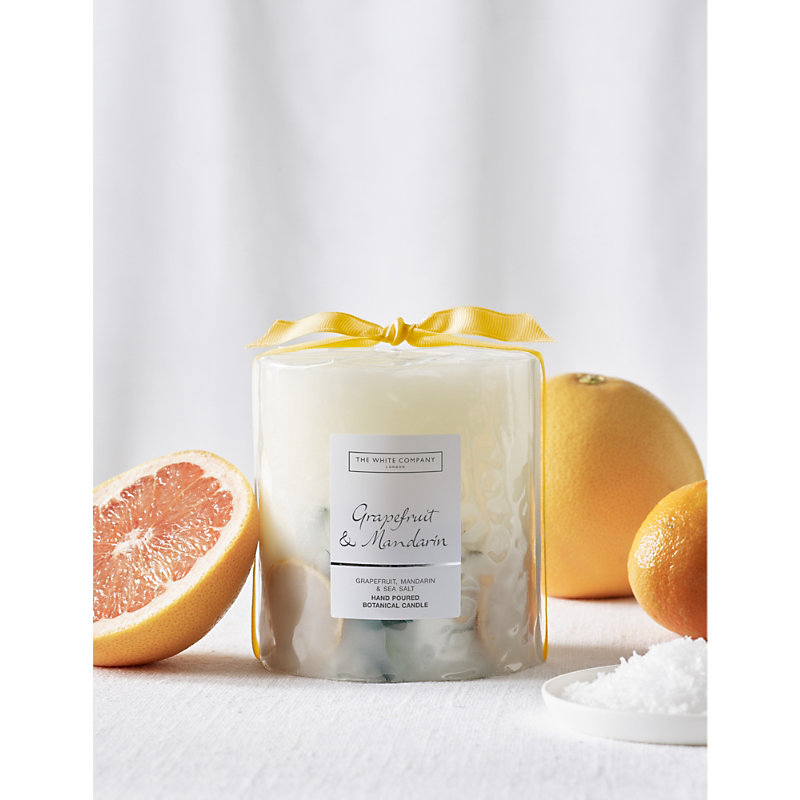 Shop The White Company Grapefruit And Mandarin Medium Scented Mineral-wax Candle 834g In None/clear